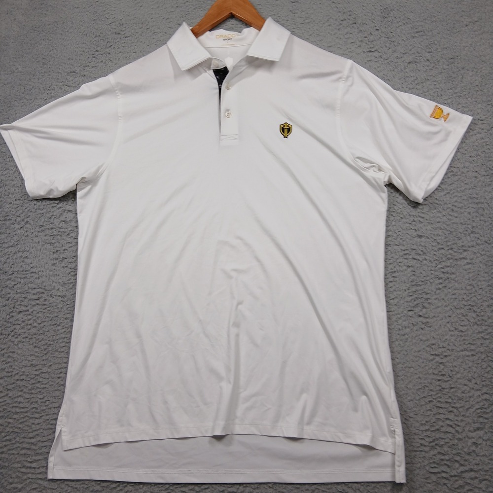Draddy Sport Golf Polo Shirt‎ Men's L White Performance Stretch Short Sleeve